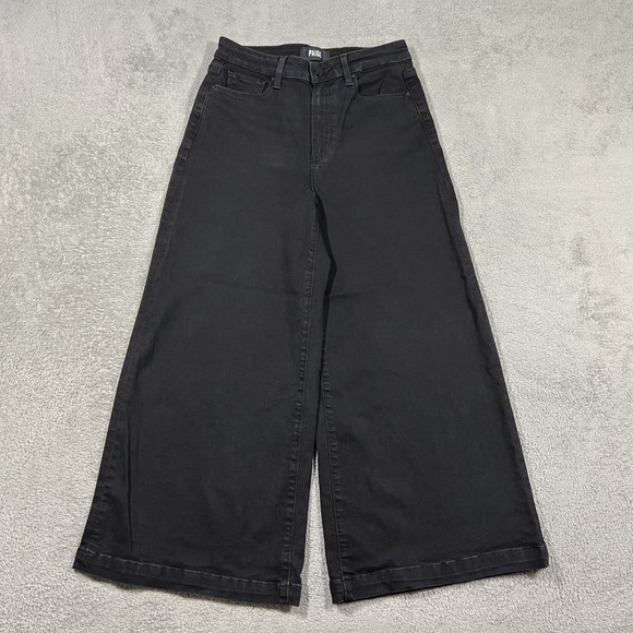 PAIGE Denim - Paige Jeans Womens 27 Wide Leg Baggy Cropped Black Demin 24" Inseam